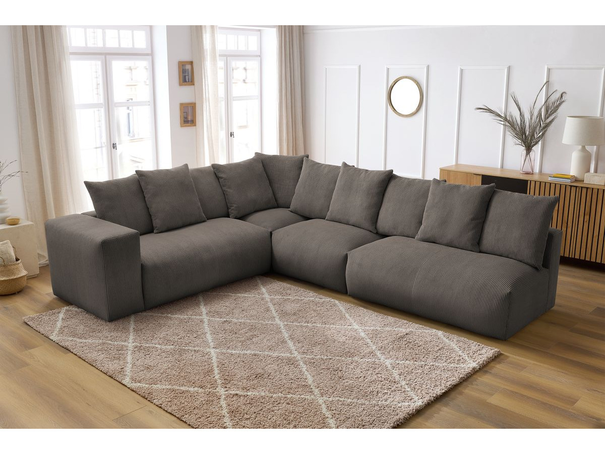 Bobochic Voltaire Ecksofa 322 × 268 cm Cordsamt Taupe Ecke links