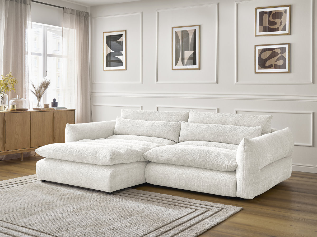 Bobochic Neil Ecksofa Strukturstoff Weiß Ecke links