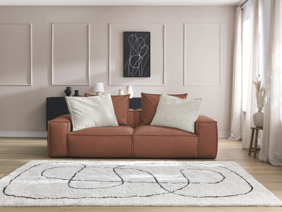 Bobochic Boheme Sofa 3-Sitzer Kunstleder Dunkelbraun