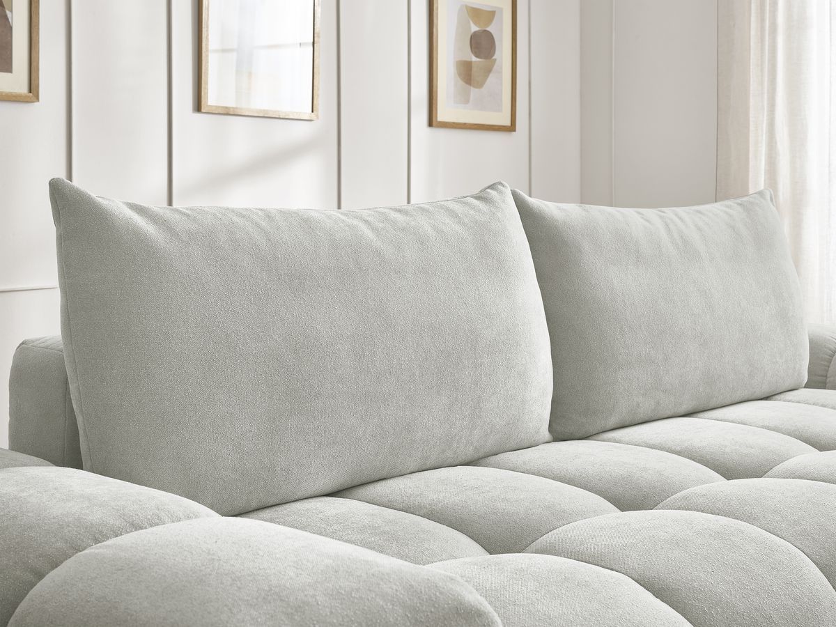 Bobochic Everest Sofa 3-Sitzer, 2 Kissen Strukturstoff Hellgrau