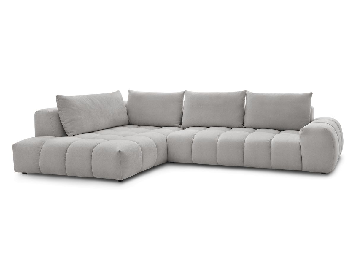 Bobochic Everest Ecksofa, 4 Kissen Strukturstoff Hellgrau Ecke links
