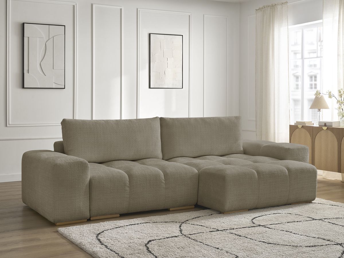 Bobochic Anakin Ecksofa, 2 Kissen Strukturstoff Taupe
