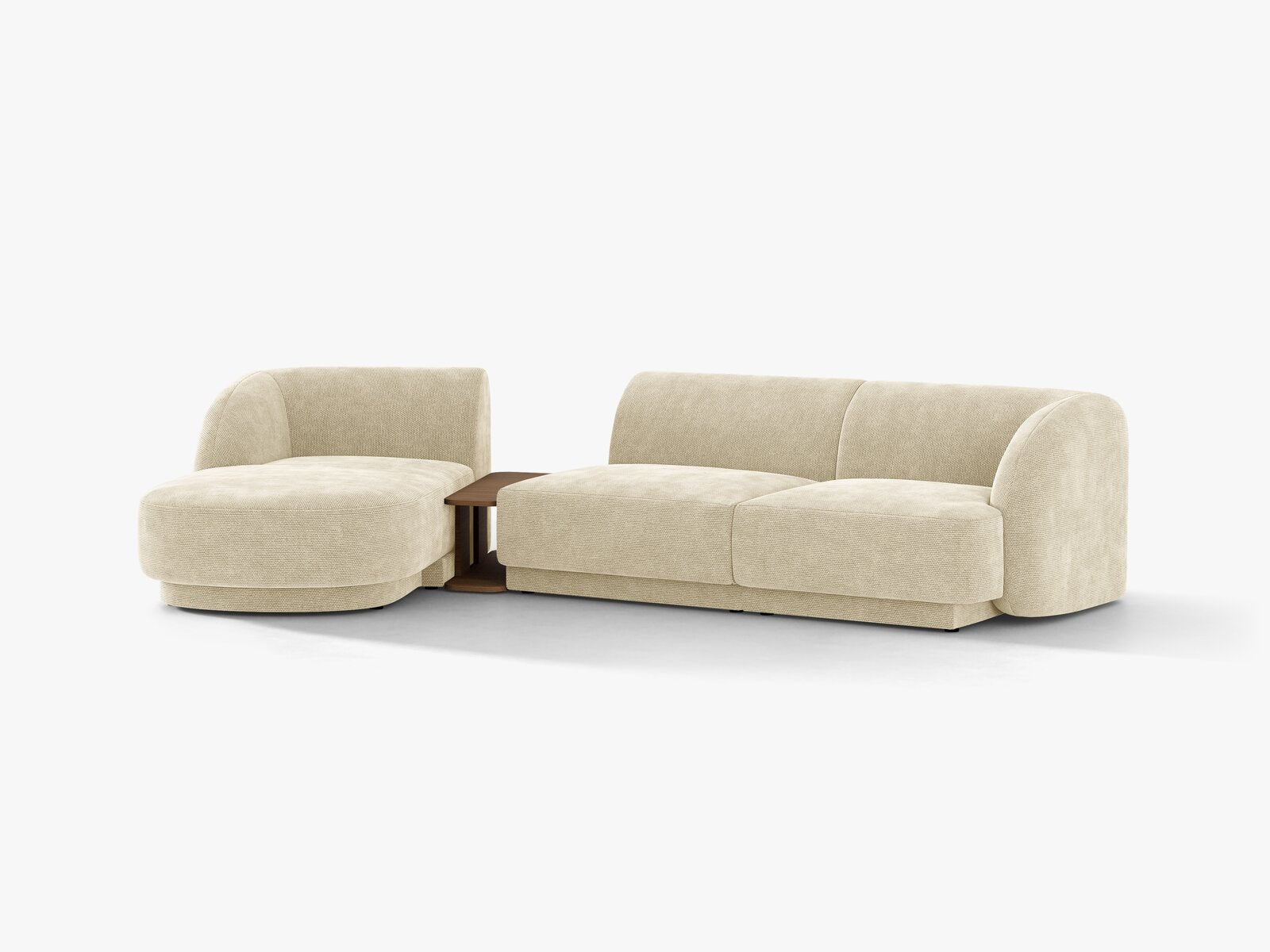 Micadoni Modulares Sofa Miley mit Recamiere 3-Sitzer Links Chenille Haga Helles Beige