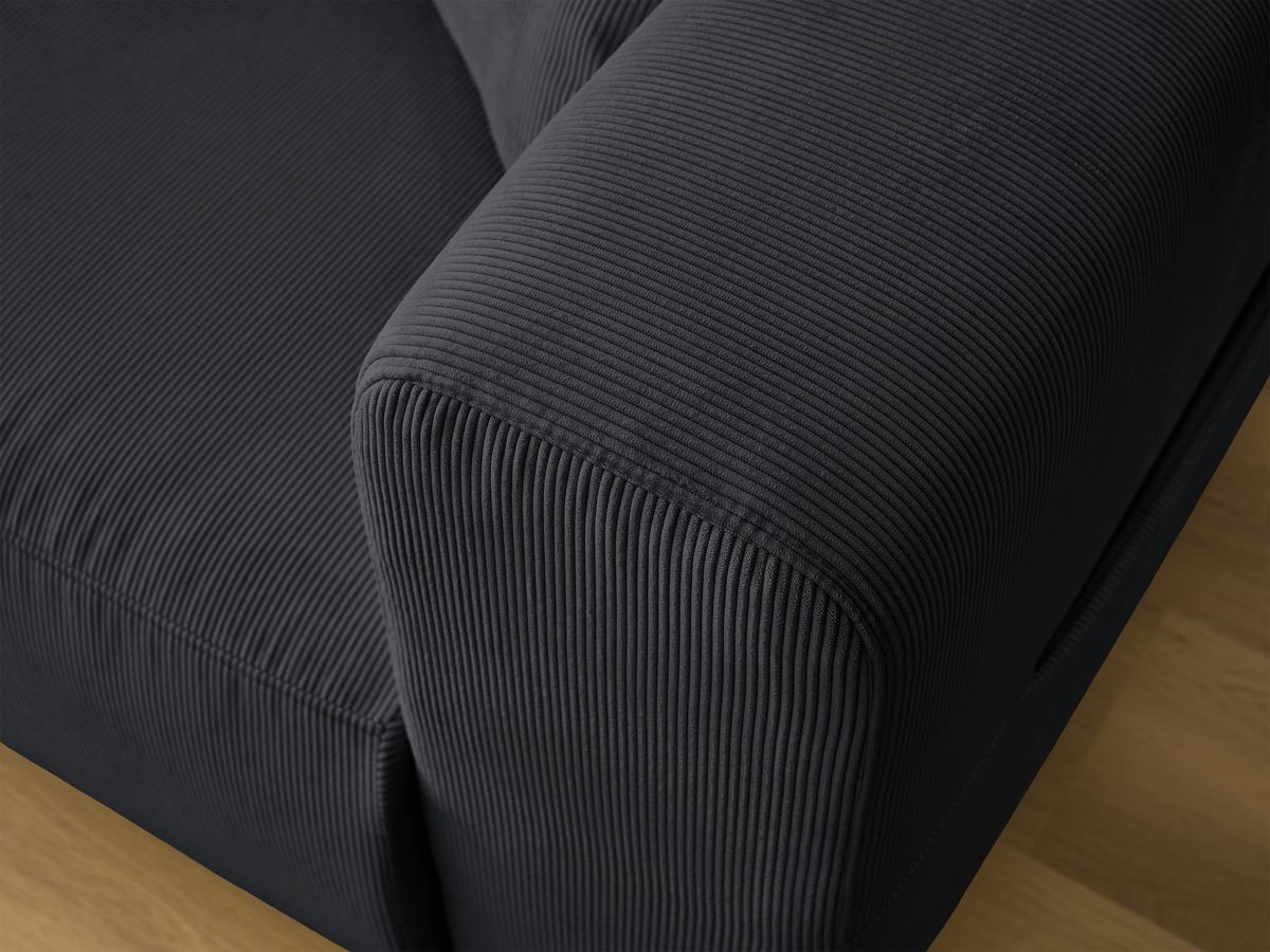 Bobochic Sidonie Sofa 4-Sitzer mit Pouf Cordsamt Schwarz
