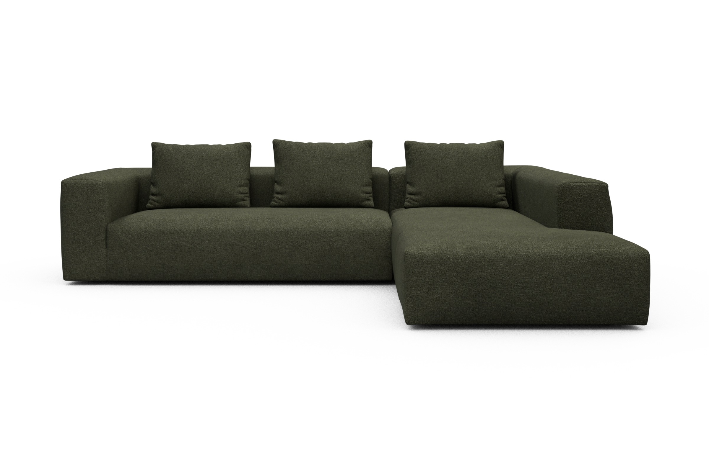 Skandi Home Ecksofa Fred Relax-Ecke rechts mit 2,5-Sitzer Boucle-Forest-Green moebelfaktor