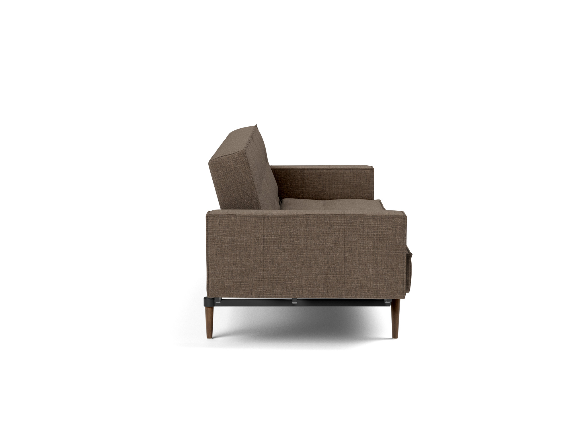 Schlafsofa Splitback mit Armlehnen Chenille Esina 411-Cedar-Brown Beine Styletto Eiche dunkel