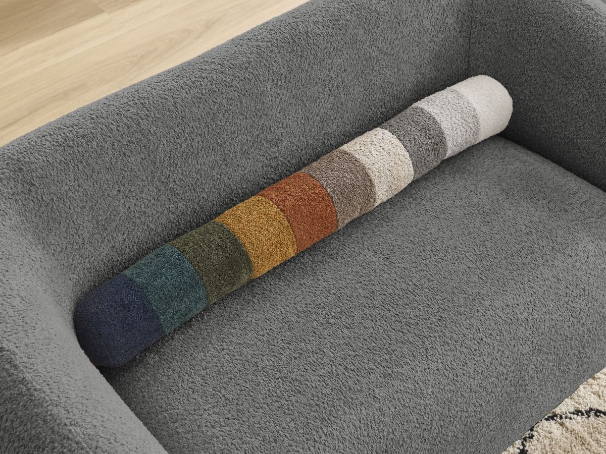 Bobochic Celine Sofa 2-Sitzer Bouclé-Stoff Dunkelgrau