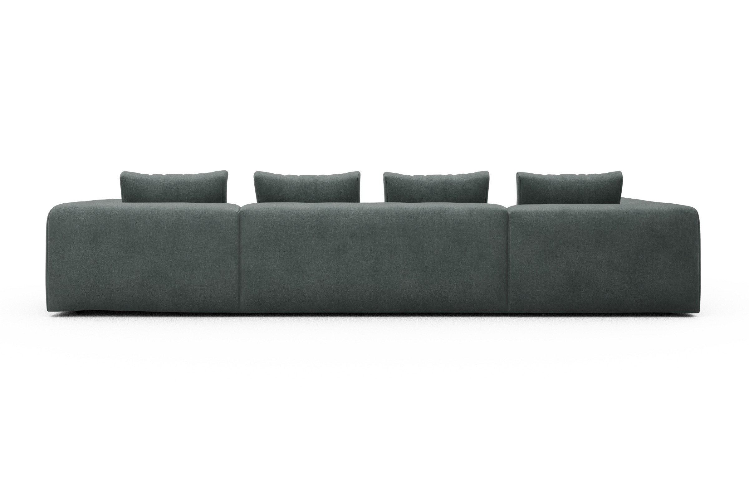 Wohnlandschaft Fred Relax-Ecke links mit 2-Sitzer und Chaiselongue rechts Samt Smooth 812-Silver-Grey