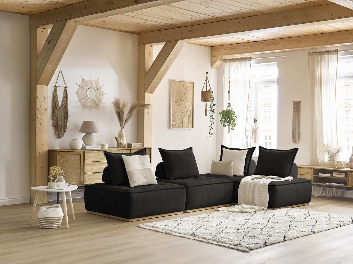 Bobochic Elisa Ecksofa Strukturstoff Schwarz