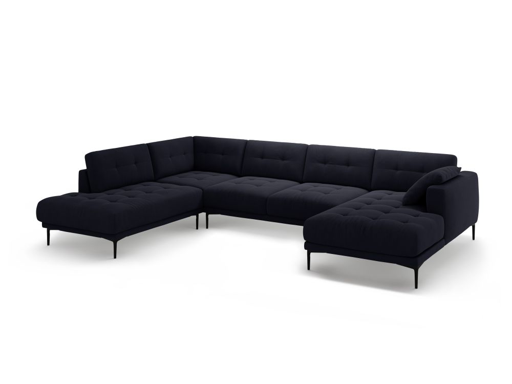 Cosmopolitan Design Panoramasofa Lazio 7-Sitzer Samt Salvador Königsblau Links