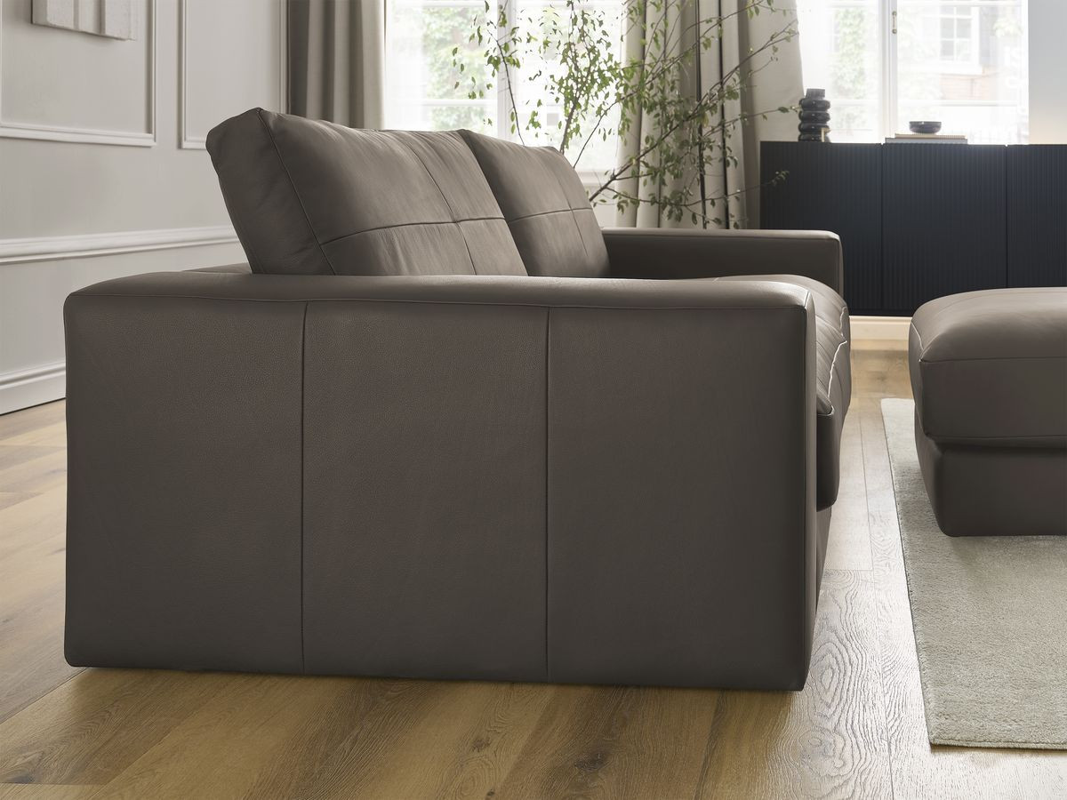 Bobochic Leonard Sofa 4-Sitzer mit Pouf 274 × 109 cm Leder Braun