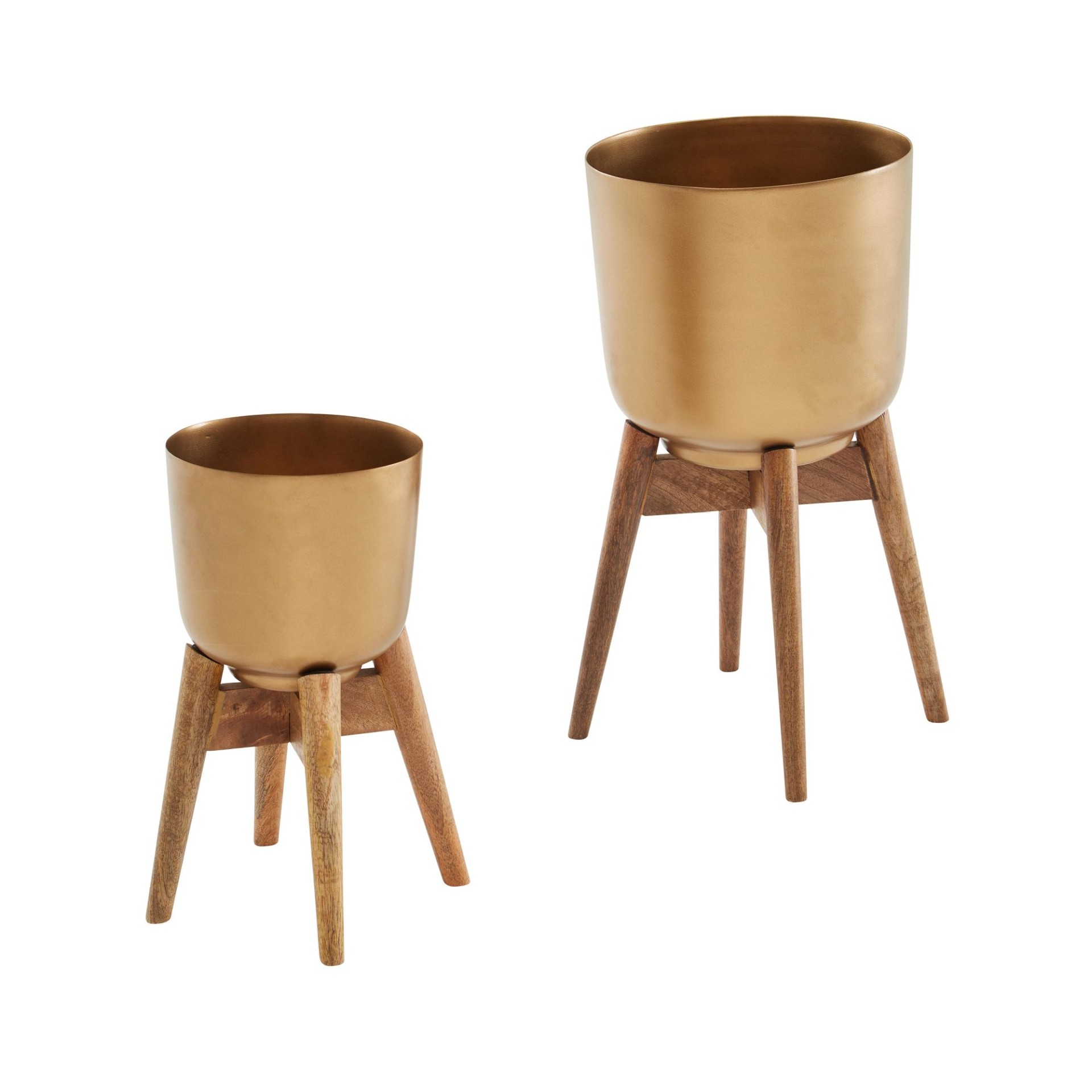 Blumentopf Surtsey Mango Massivholz Gold 31 × 31 × 51 cm
