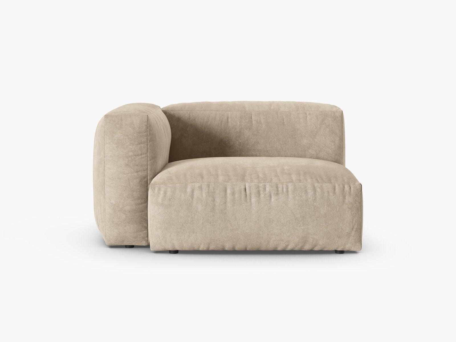 Micadoni Eckmodul mit Armlehne Martina 1-Sitzer 90cm Sitztiefe Links Samt Vogue Helles Beige
