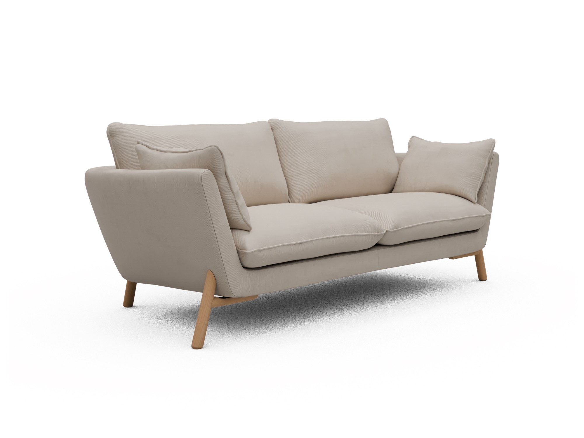 Skandi Home Sofa Emil 2-Sitzer Beinfarbe Eiche Natur Cordufine-Off-White moebelfaktor
