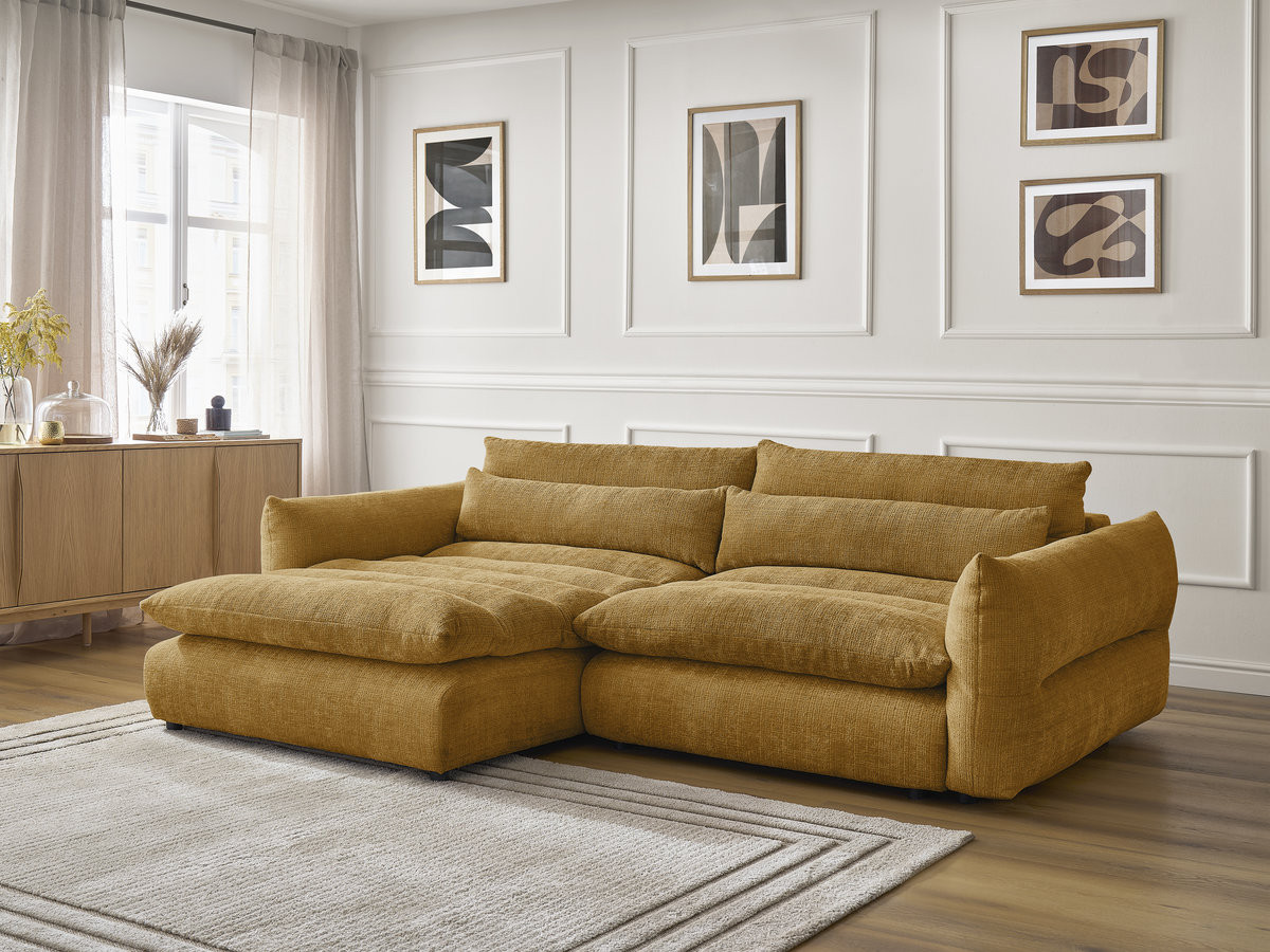 Bobochic Neil Ecksofa Strukturstoff Gelb Ecke links