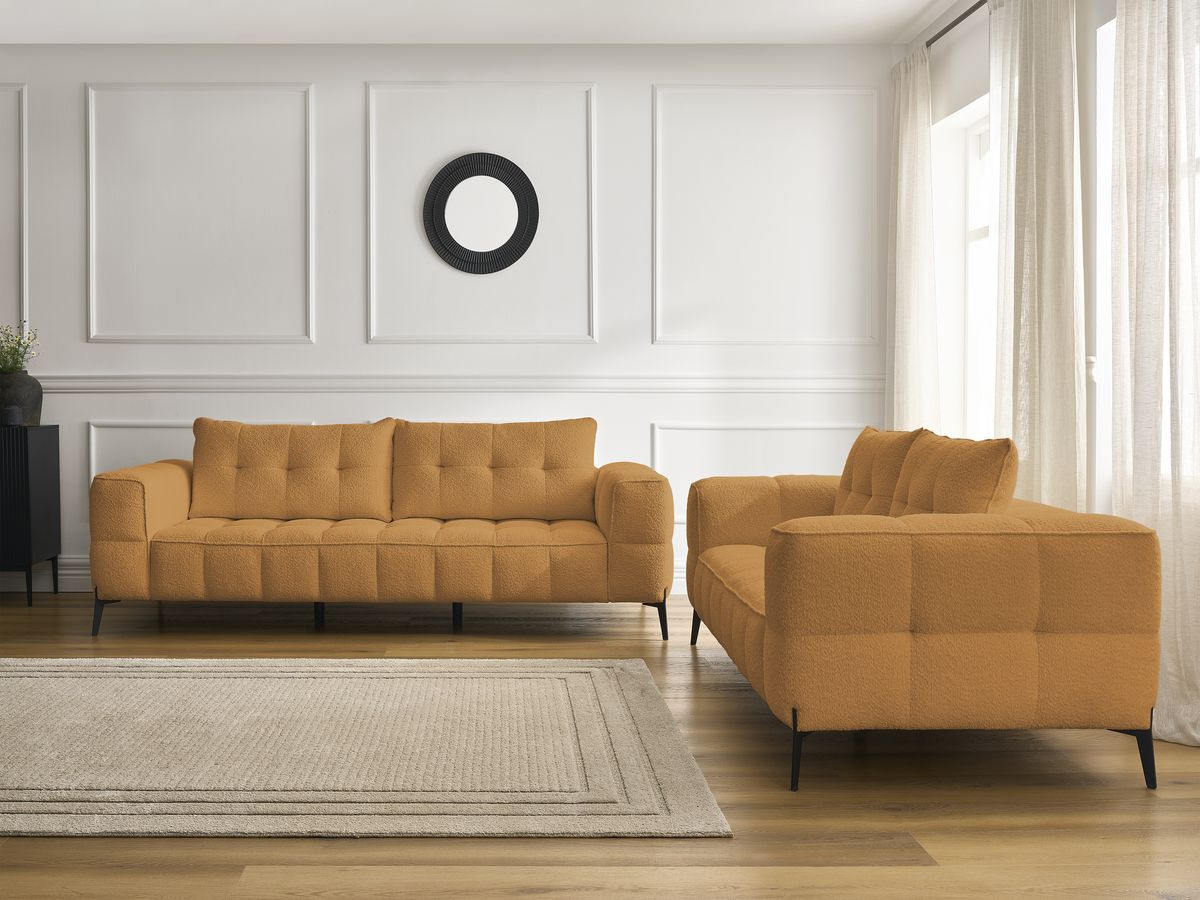Bobochic Anis Sofa 5-Sitzer Bouclé-Stoff Gelb