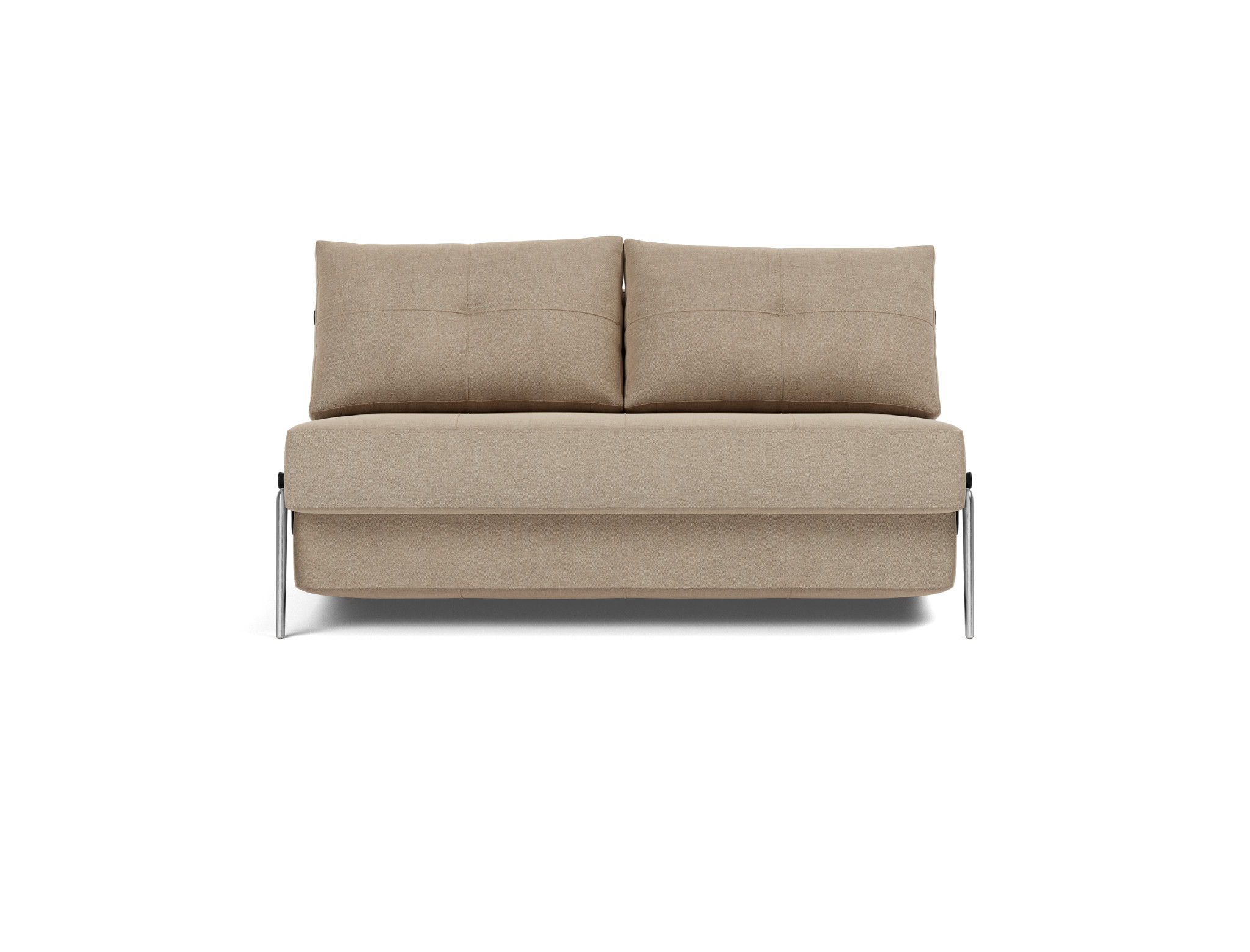 Schlafsofa Cubed 140 Flachgewebe Phobos 587-Mocha Beine Aluminium