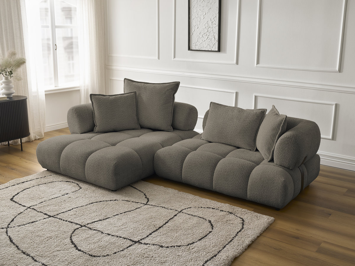 Bobochic Alya Ecksofa Bouclé-Stoff Taupe Ecke links