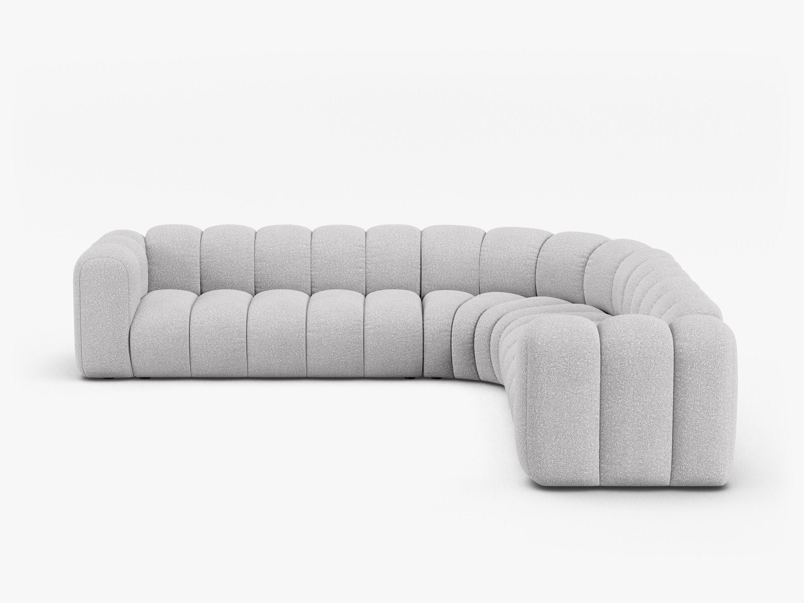 Micadoni symmetrisches Ecksofa Lupine 5-Sitzer  Boucle Baloo Hellgrau