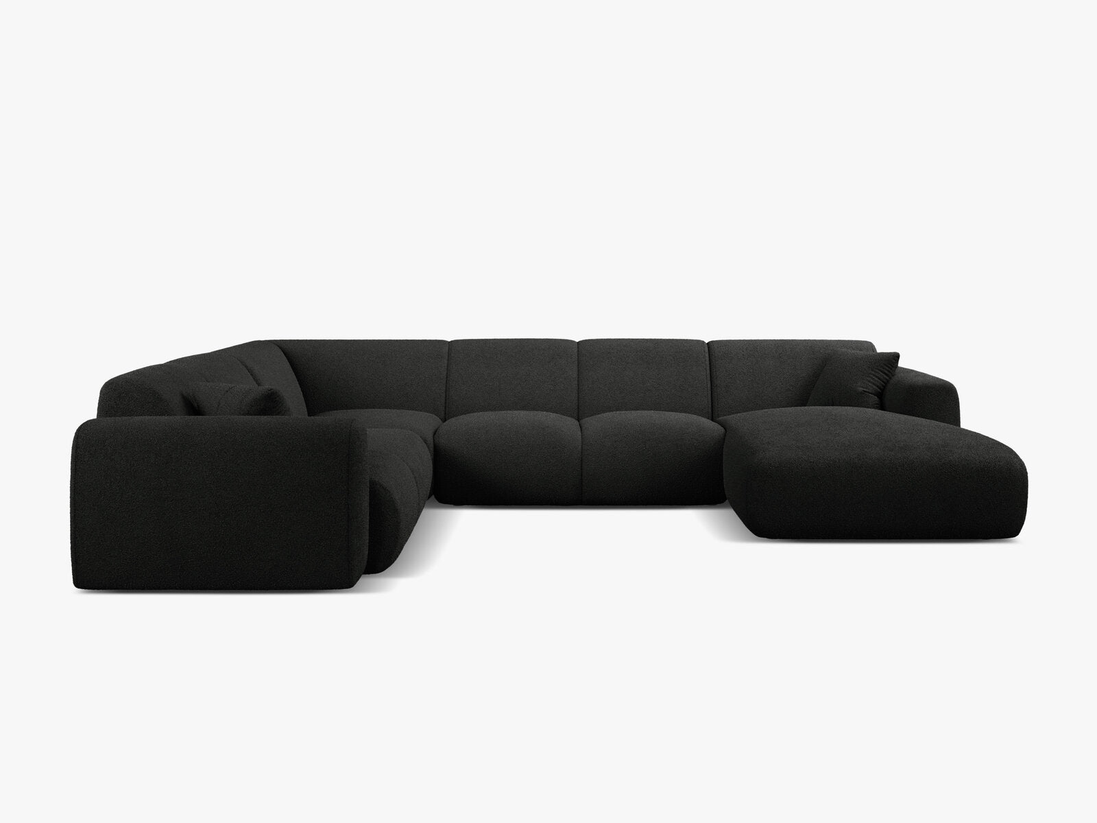 Micadoni Molino Panoramasofa 6-Sitzer Links Boucle Baloo Schwarz