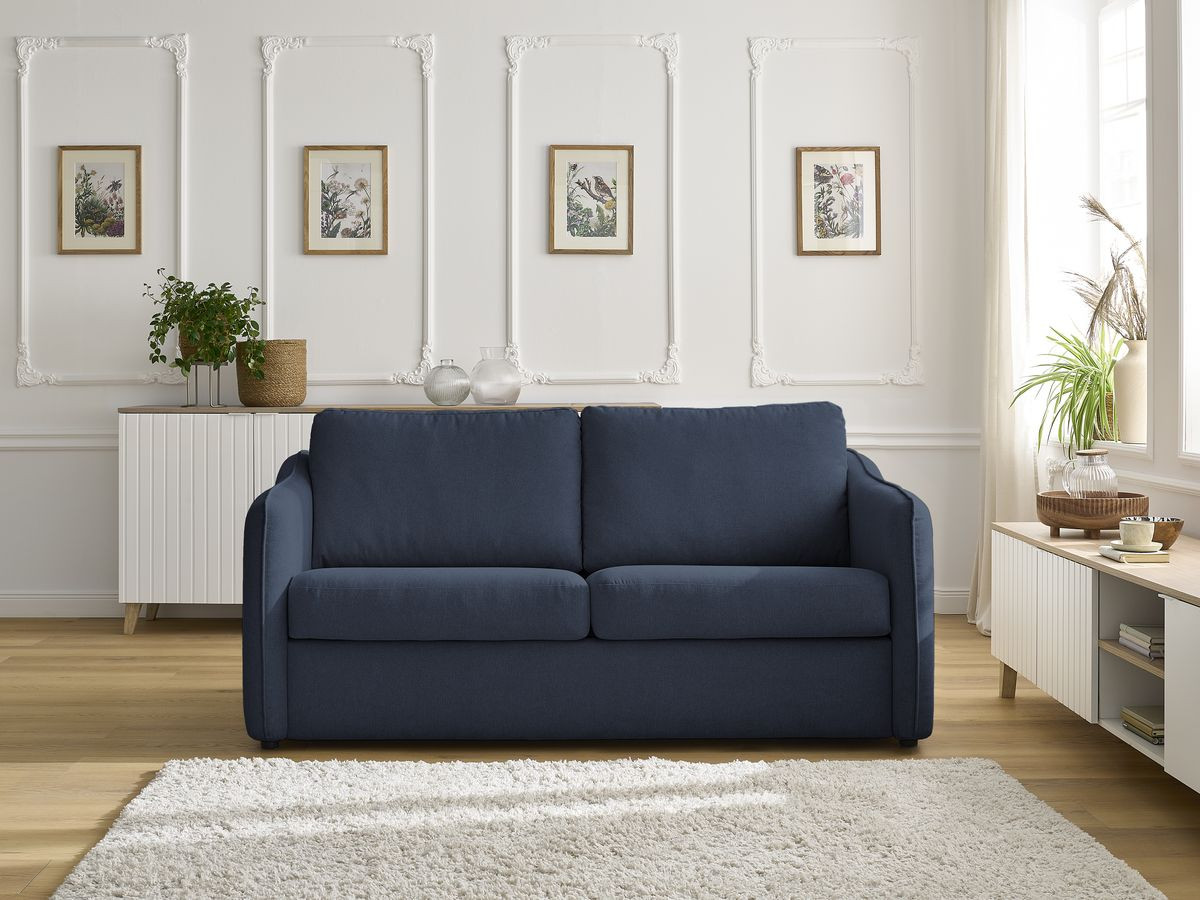 Bobochic Lenny Schlafsofa 3-Sitzer Stoff Dunkelblau