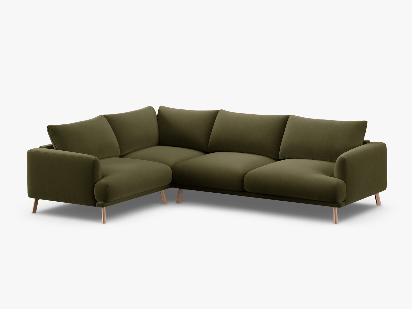Micadoni Ecksofa Naomi 4-Sitzer große Version Links Samt Salvador Grün