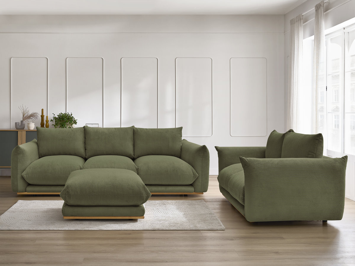 Bobochic Ernest Sofa 5-Sitzer mit Pouf Cordsamt Grün