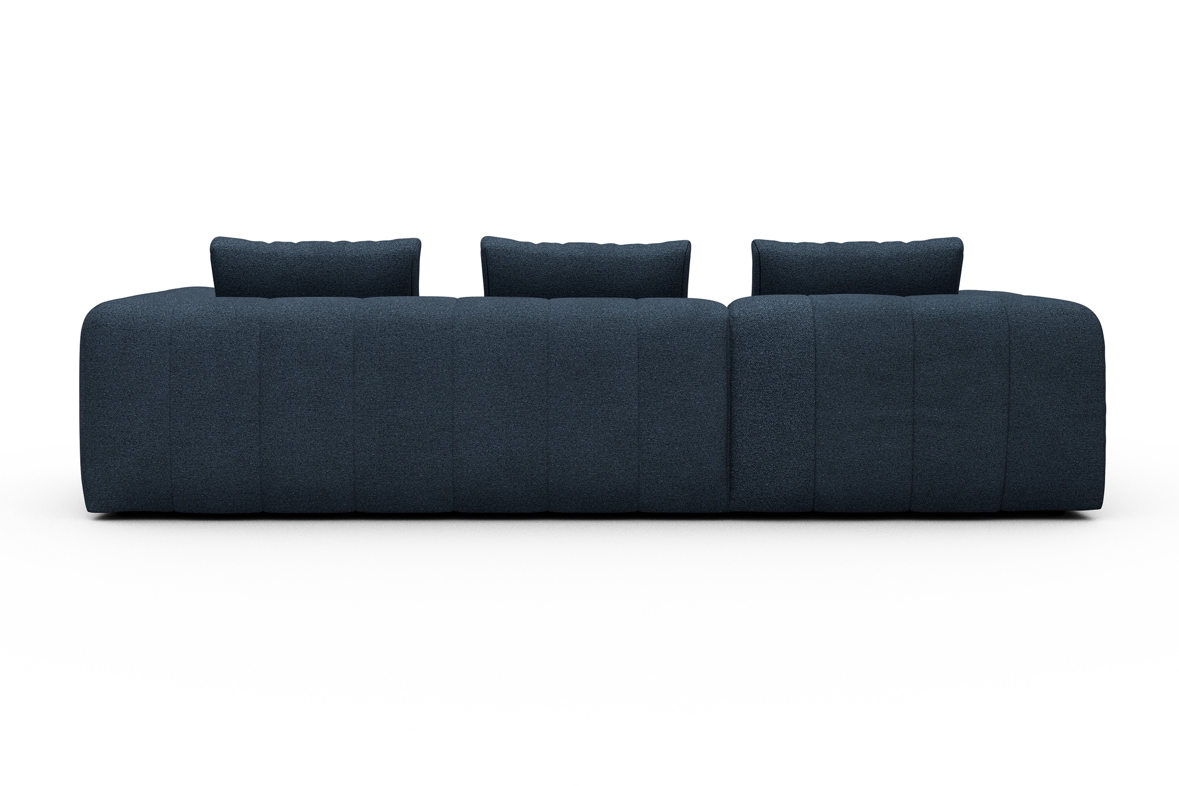 Ecksofa Hugo 2,5-Sitzer Armlehne rechts mit Chaiselongue Boucle-Blue
