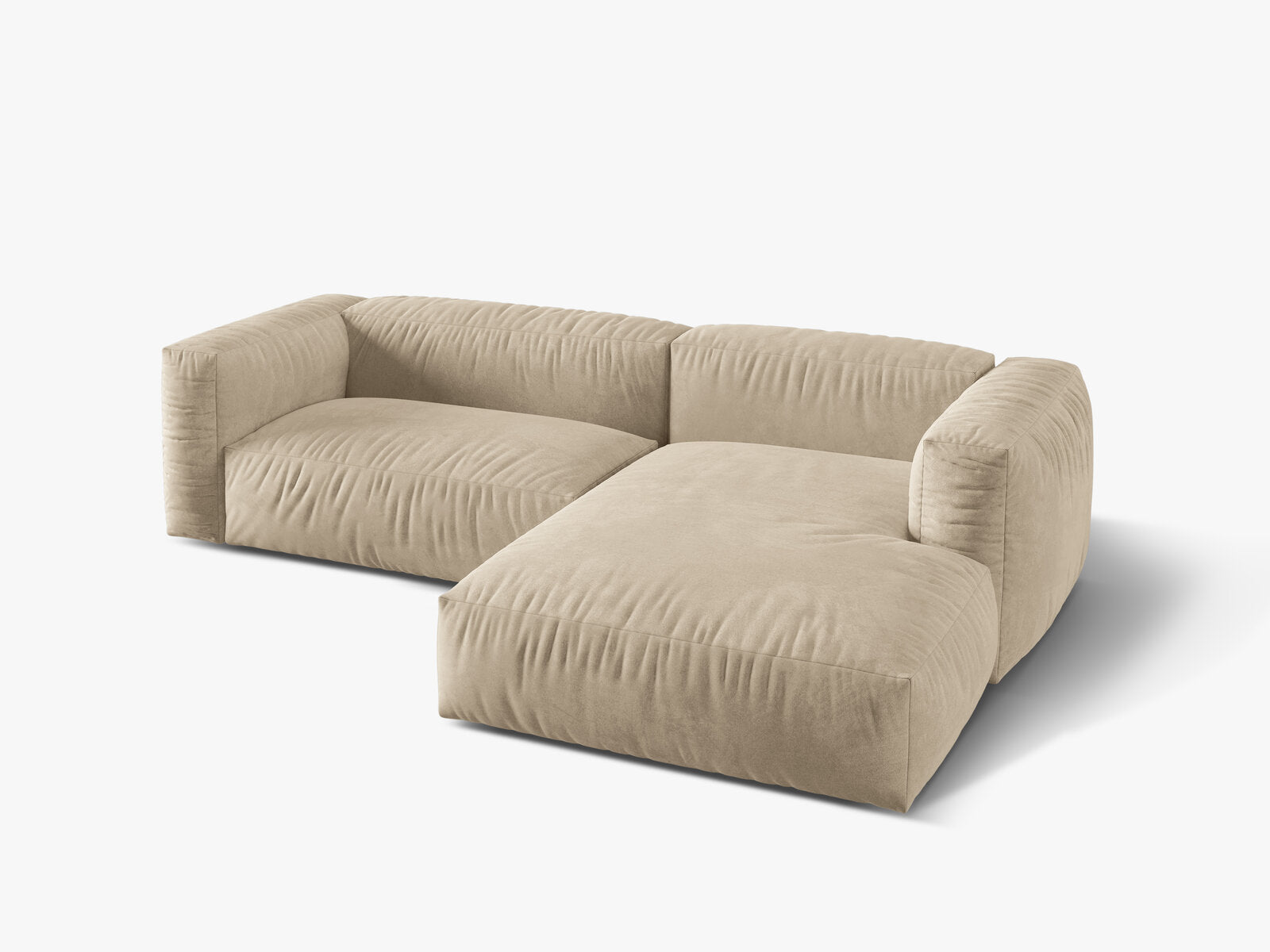 Micadoni Ecksofa Martina 2-Sitzer Rechts Samt Vogue Helles Beige