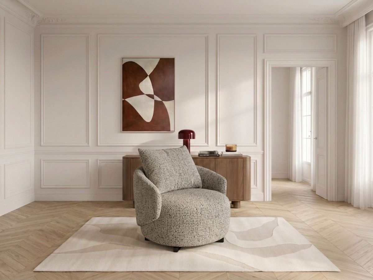 Bobochic Lexie Sessel Melange-Stoff Taupe
