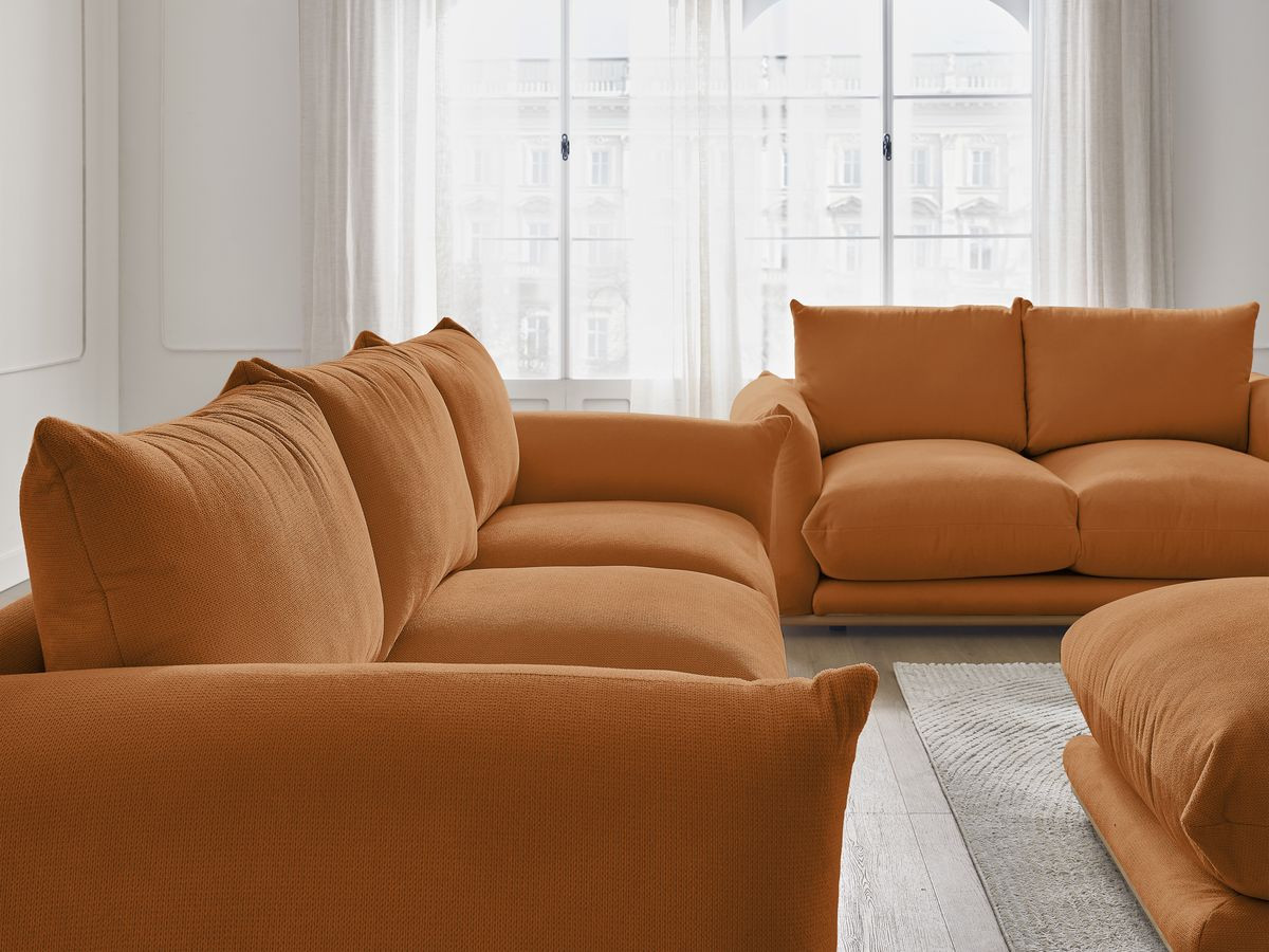 Bobochic Ernest Sofa 6-Sitzer mit Pouf Stoff Orange