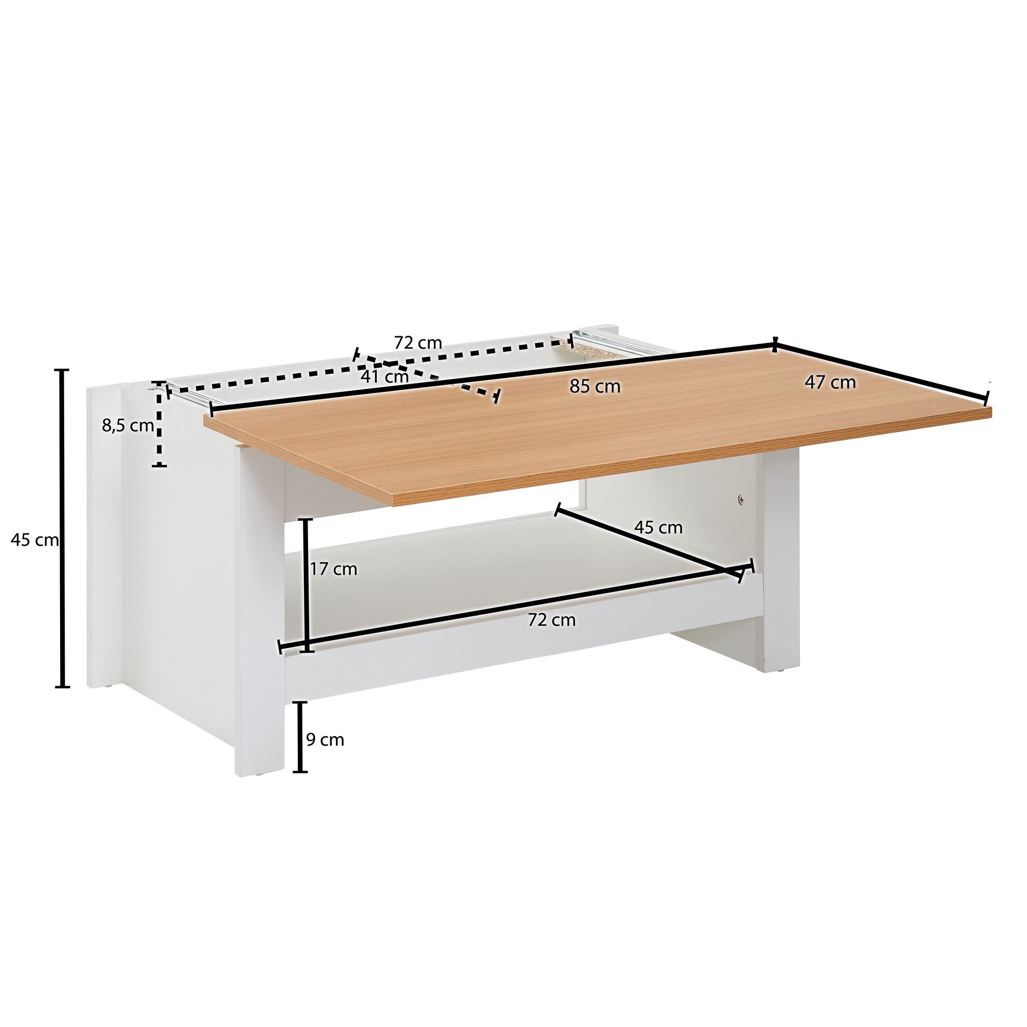 Couchtisch Budardalur Weiß 85 × 47 × 45 cm