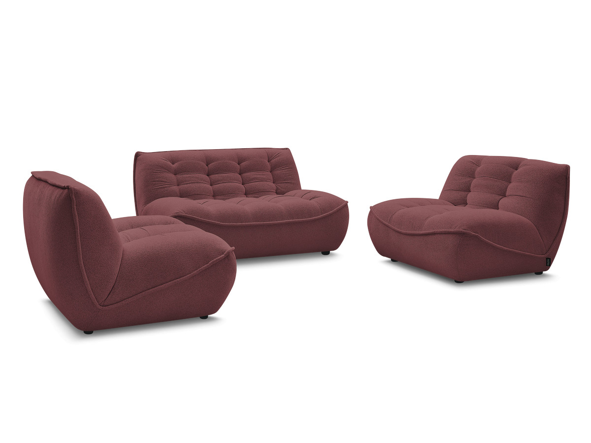 Bobochic Serena Sofa 4-Sitzer Melange-Stoff Rot