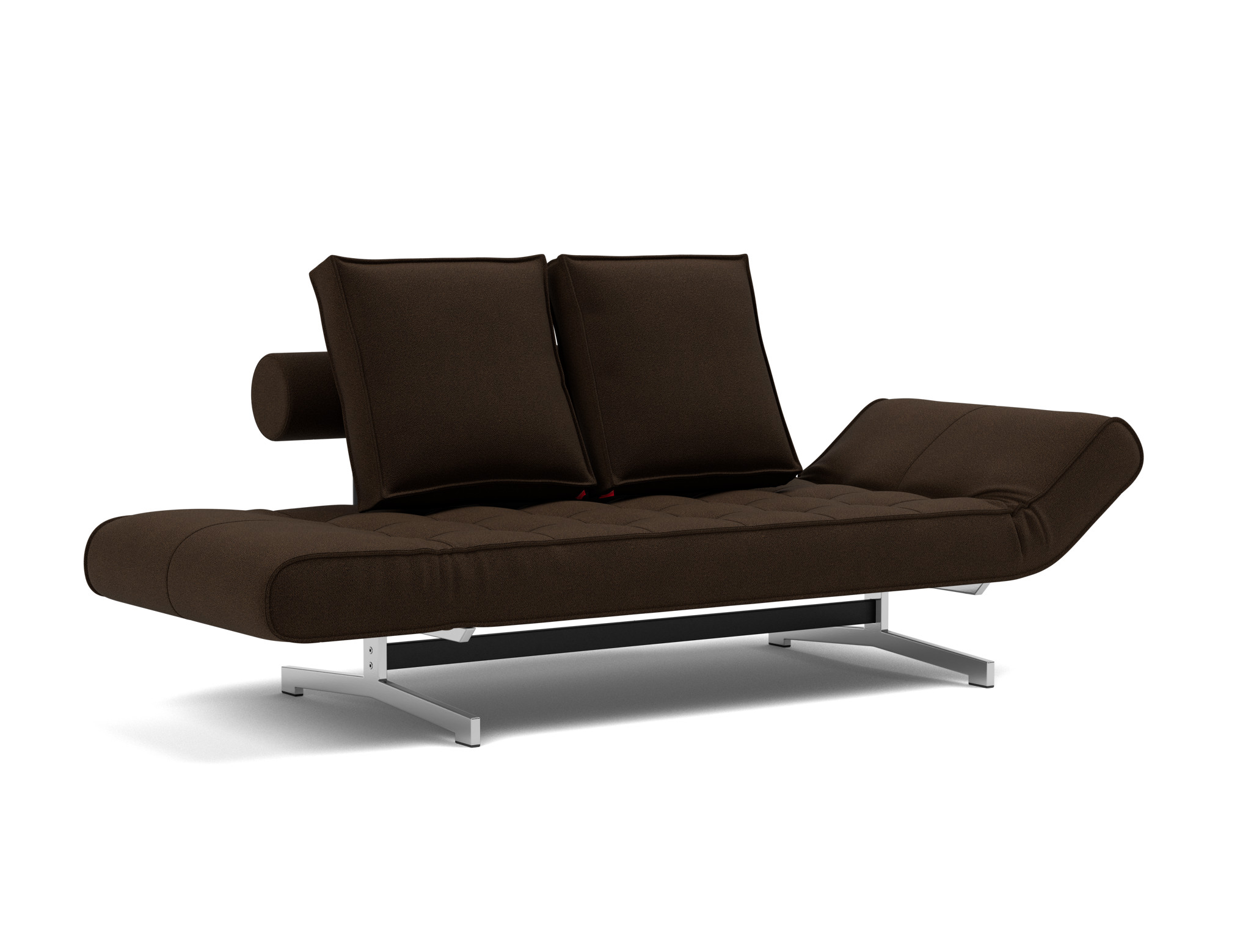 Tagesbett Ghia Strukturierter Stoff Taura 358-Chocco Beine Chrom