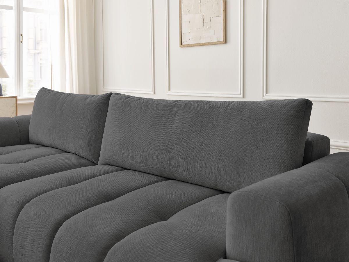 Bobochic Fuji Ecksofa mit Schlaffunktion und Bettkasten 292 × 160 cm Stoff Dunkelgrau Ecke links