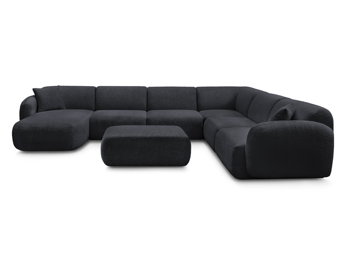 Bobochic Anda Wohnlandschaft mit Pouf 373 × 289 cm Chenille Schwarz Ecke rechts