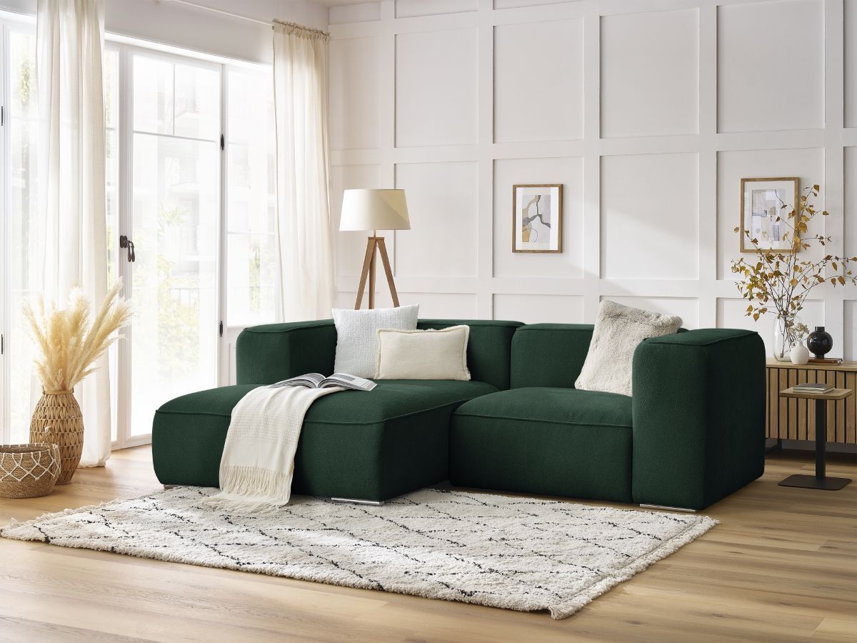 Bobochic Zephyr Ecksofa 260 × 165 cm Strukturstoff Grün Ecke links