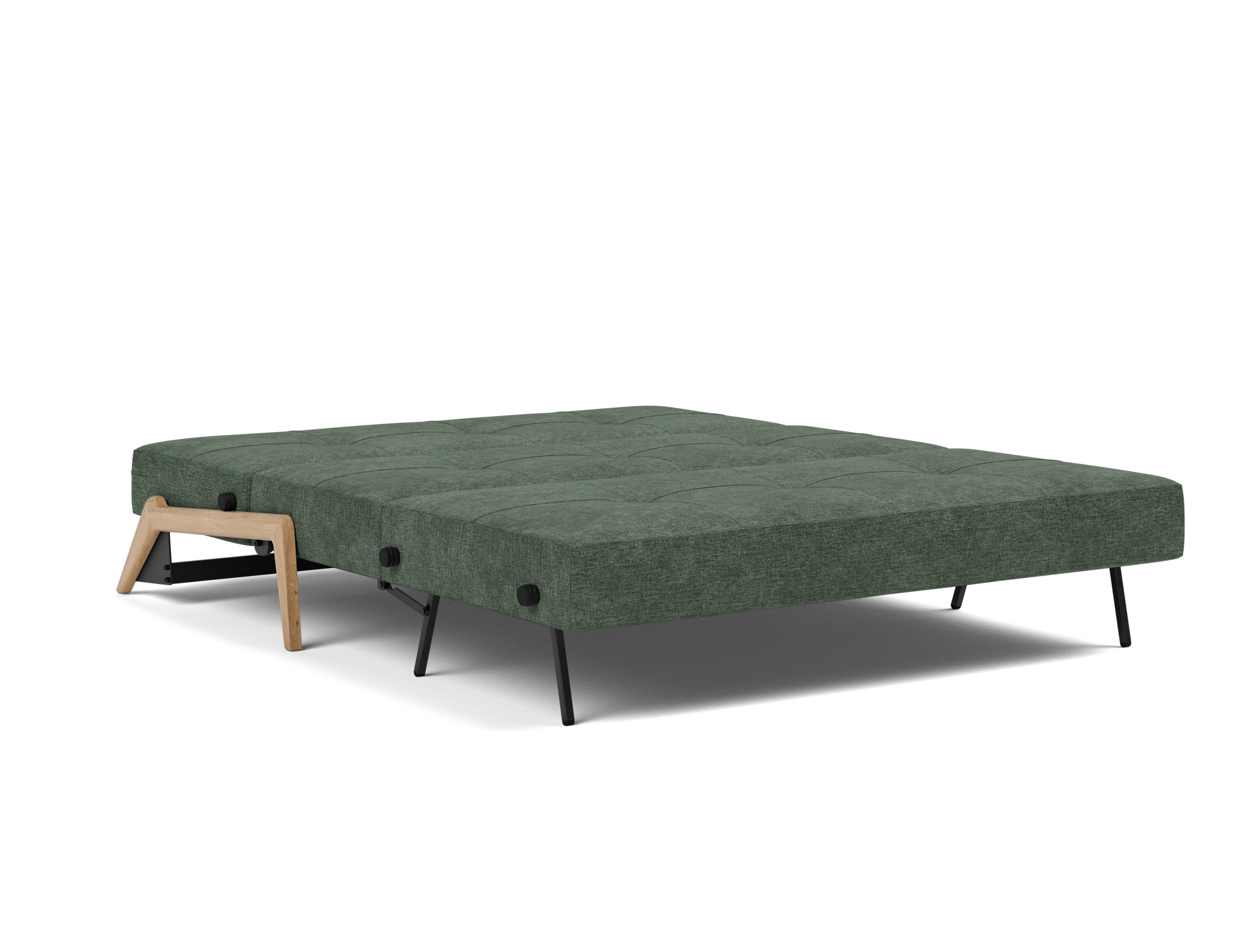 Schlafsofa Cubed 160 Flachgewebe Avella 281-Pine-Green Beine Eiche