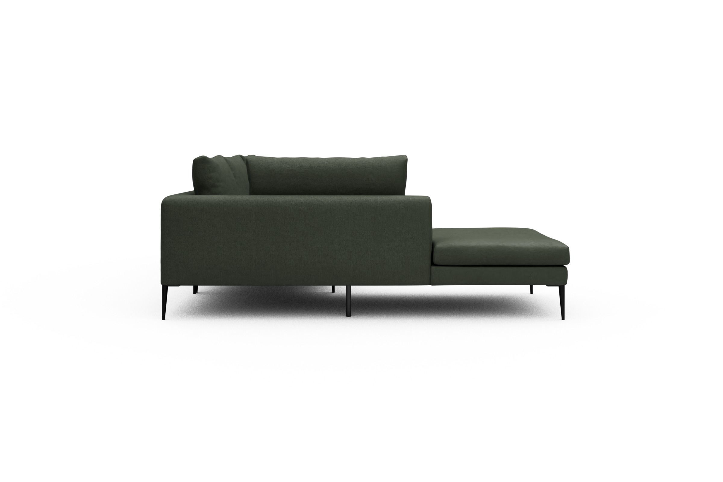 Ecksofa Paul Relax-Ecke rechts mit 3-Sitzer Denari-Forest-Green