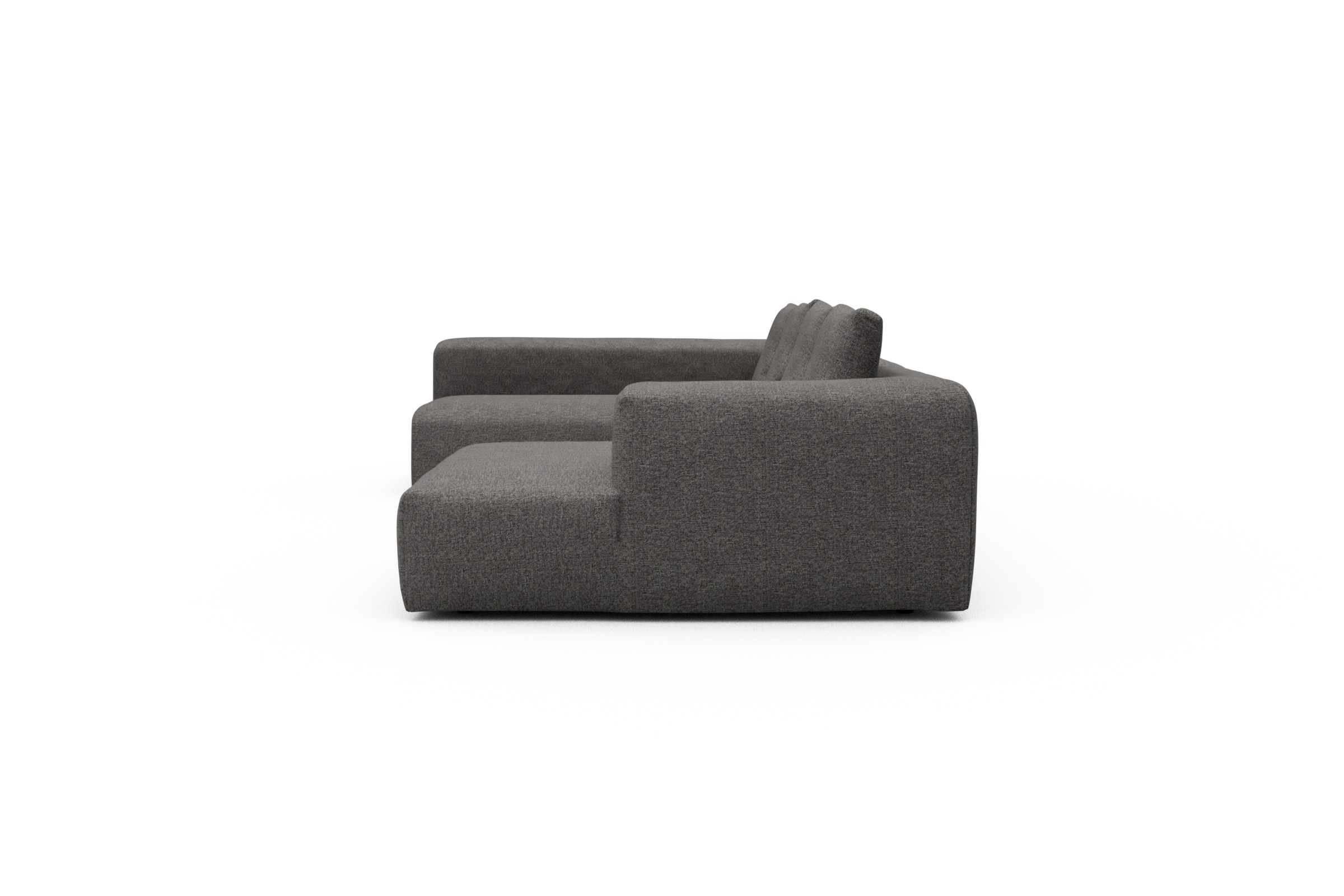 Wohnlandschaft Fred Chaiselongue rechts mit 2-Sitzer und lange Armlehne links Carreno-Salt-and-Pepper