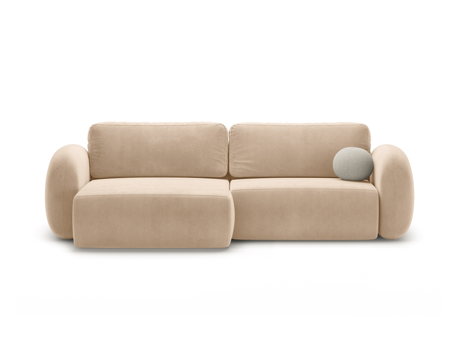 Cosmopolitan Design Wendbares Ecksofa Tonale 4-Sitzer mit Schlaffunktion und Bettkasten Samt Magic Velvet Mandelbeige