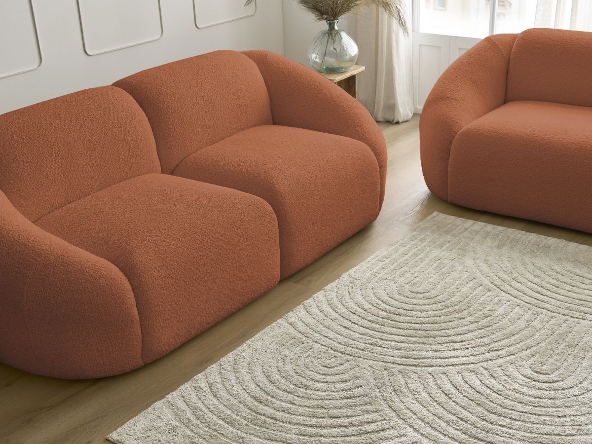 Bobochic Tina Sofa 5-Sitzer Bouclé-Stoff Orange