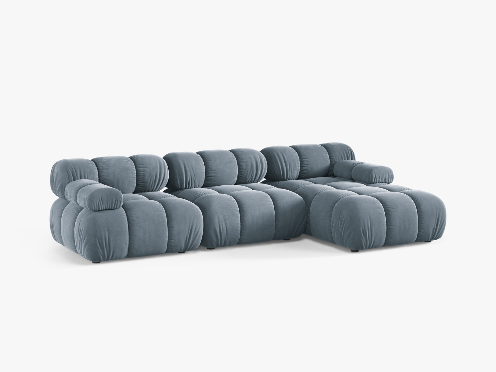 Micadoni Modulares Ecksofa Bellis 4-Sitzer Rechts Samt Bluvel Hellblau