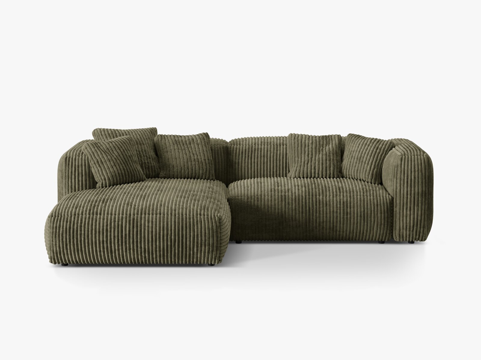 Micadoni Ecksofa Martina 2-Sitzer Links Kord Tilia Moßgrün