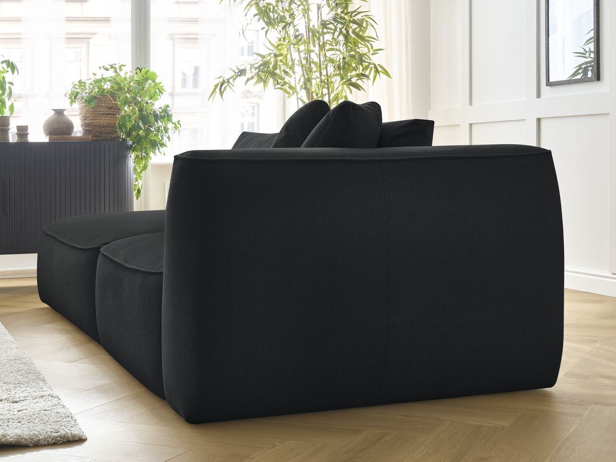 Bobochic Leopold Sofa 4-Sitzer mit Pouf Melange-Stoff Schwarz Armlehne rechts