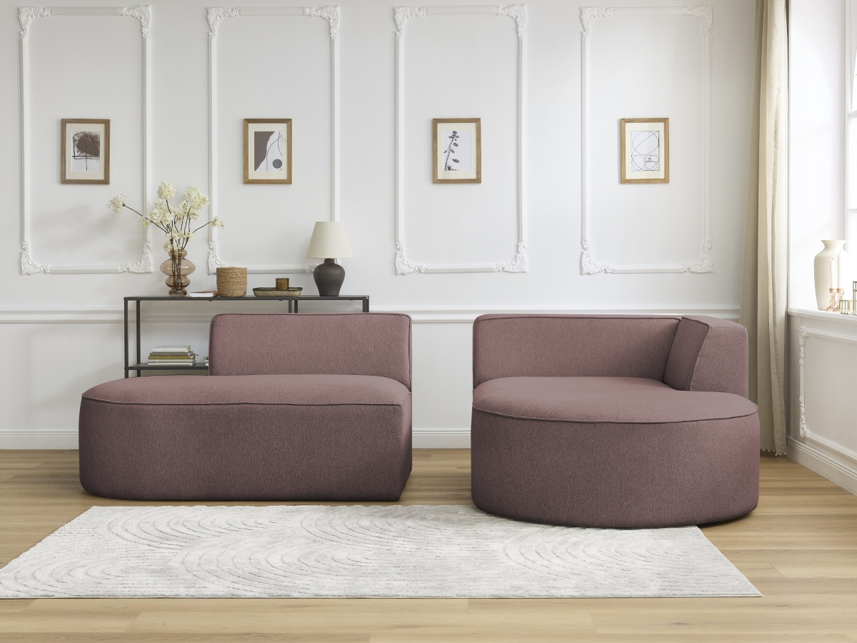 Bobochic Rousseau Ecksofa Melange-Stoff Rosa Ecke rechts