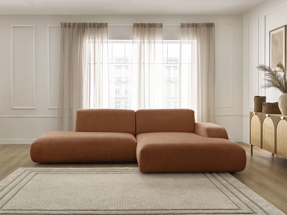 Bobochic Sirius Ecksofa 300 × 170 cm Strukturstoff Orange Ecke rechts