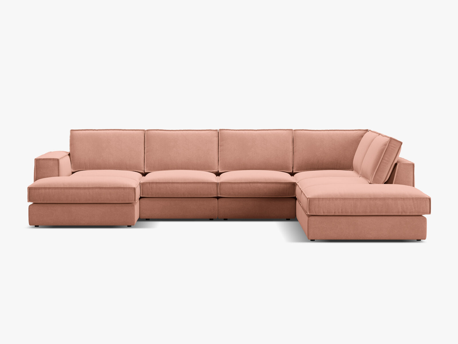Micadoni modulares Panorama Ecksofa Pola 5-Sitzer Rechts Samt Salvador Rosa