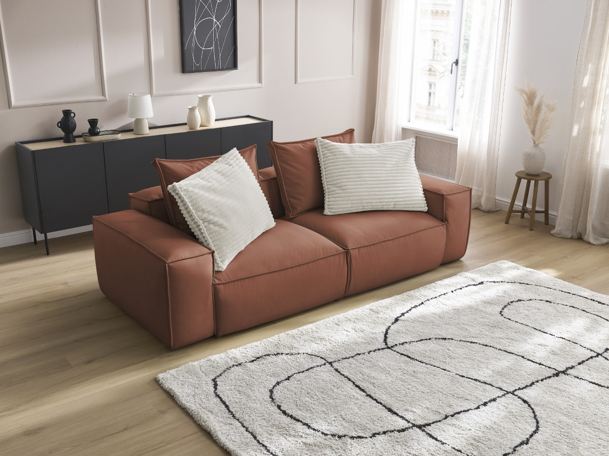 Bobochic Boheme Sofa 3-Sitzer Kunstleder Dunkelbraun