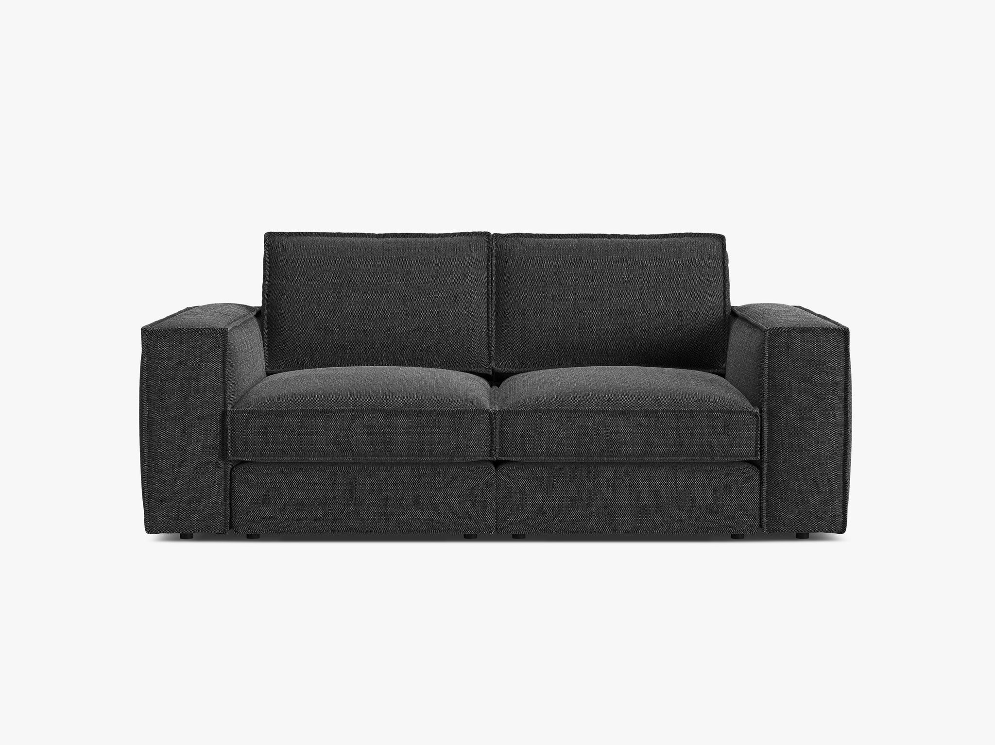 Micadoni modulares Sofa Pola 2-Sitzer Strukturierter Stoff Babel Schwarz